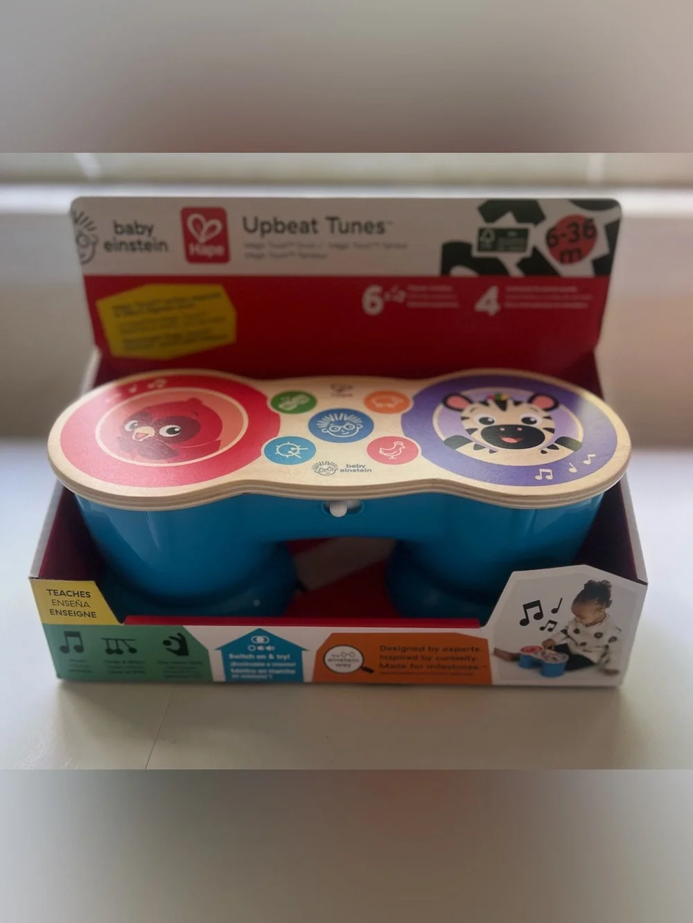 Baby Einstein Upbeat Tunes Magic Touch Wooden Drum Musical Toy